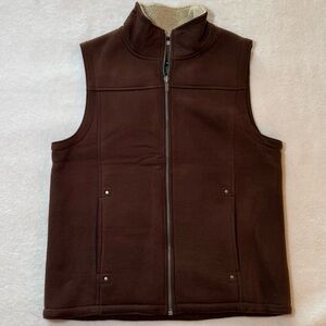 Lauren Ralph Lauren Dark Brown Faux Suede & Sherpa Lined Vest - Size: S